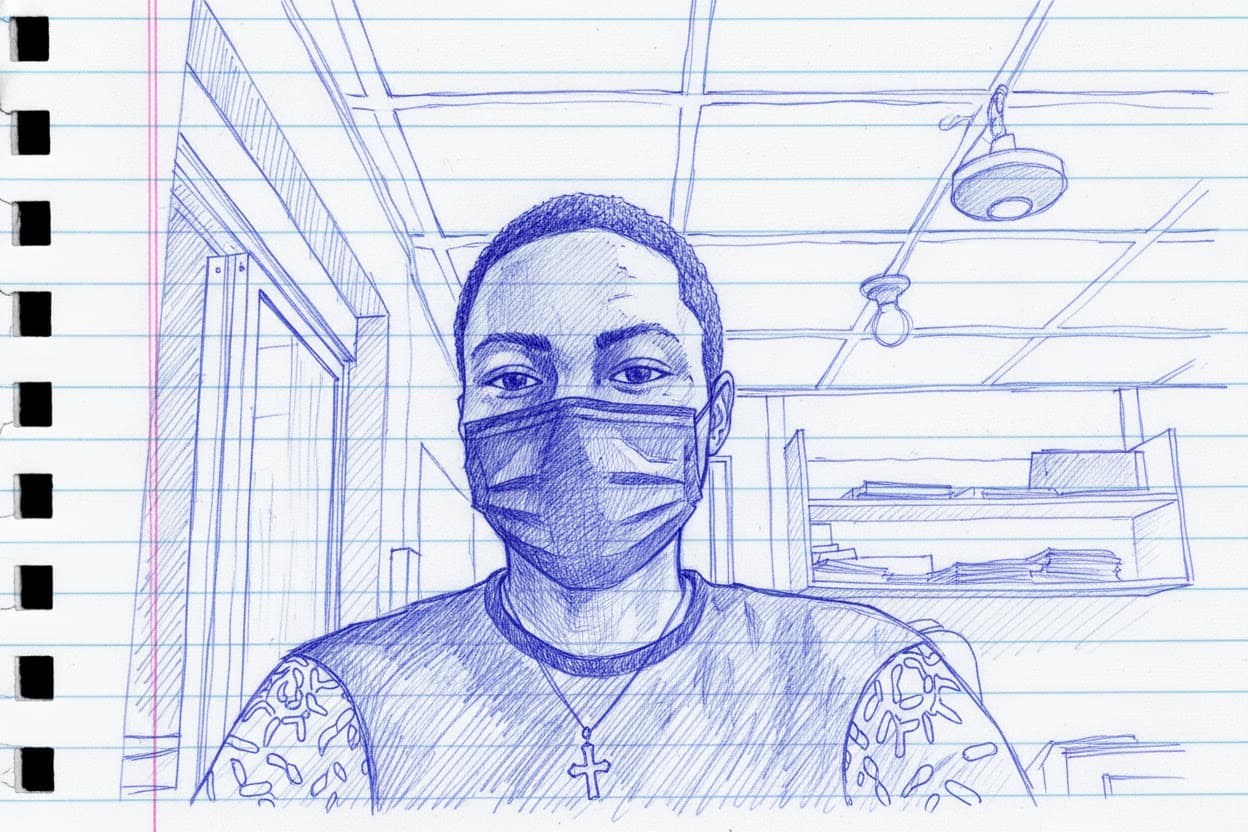 Hand-drawn portrait of Olaoluwa Aina